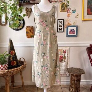Vintage W&S Women's Size 16 Floral Maxi Sleeveless Rayon Dress Cottagecore
